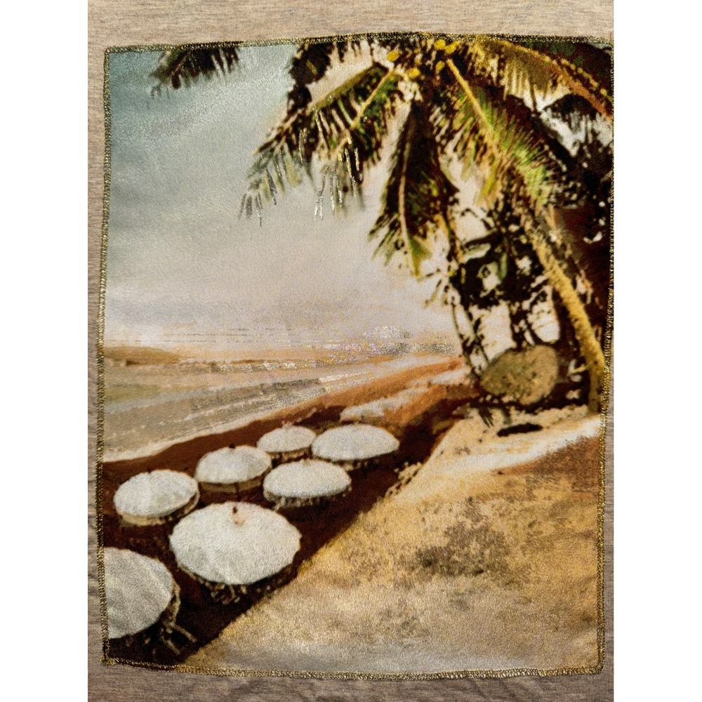 Chico's Beach Scene Graphic Tee Tan Neutral Knit Top Womens  Chico 3 XL US16 NEW - Picture 4 of 7